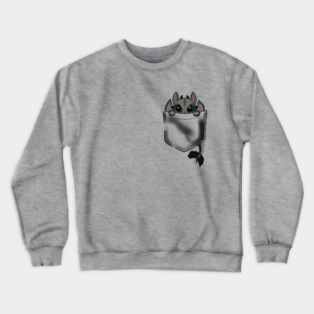 Cute Toothless Pocket Crewneck Sweatshirt by OktInk